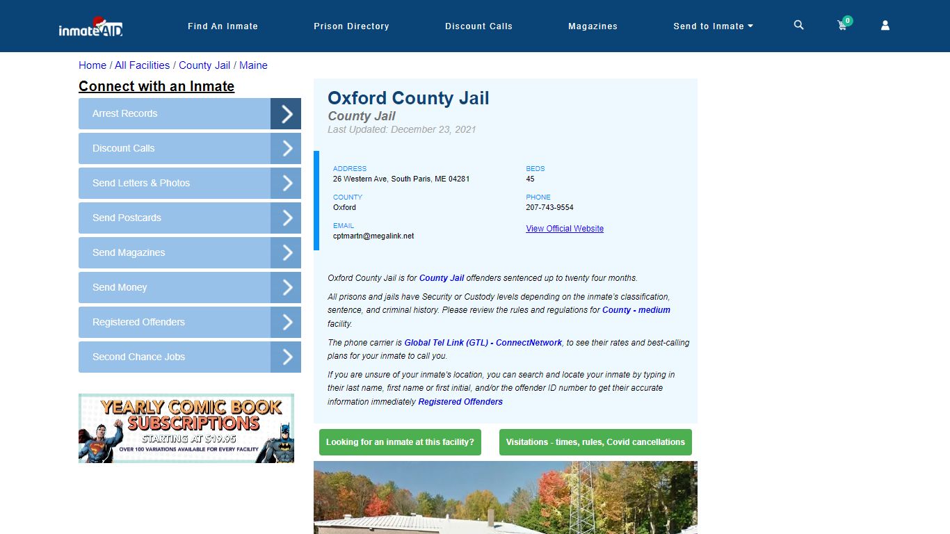 Oxford County Jail - Inmate Locator - South Paris, ME