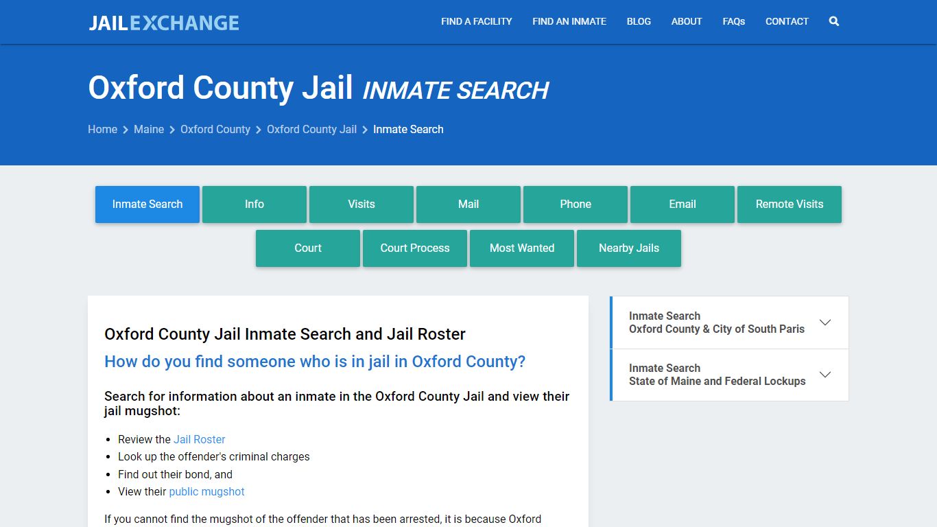 Inmate Search: Roster & Mugshots - Oxford County Jail, ME